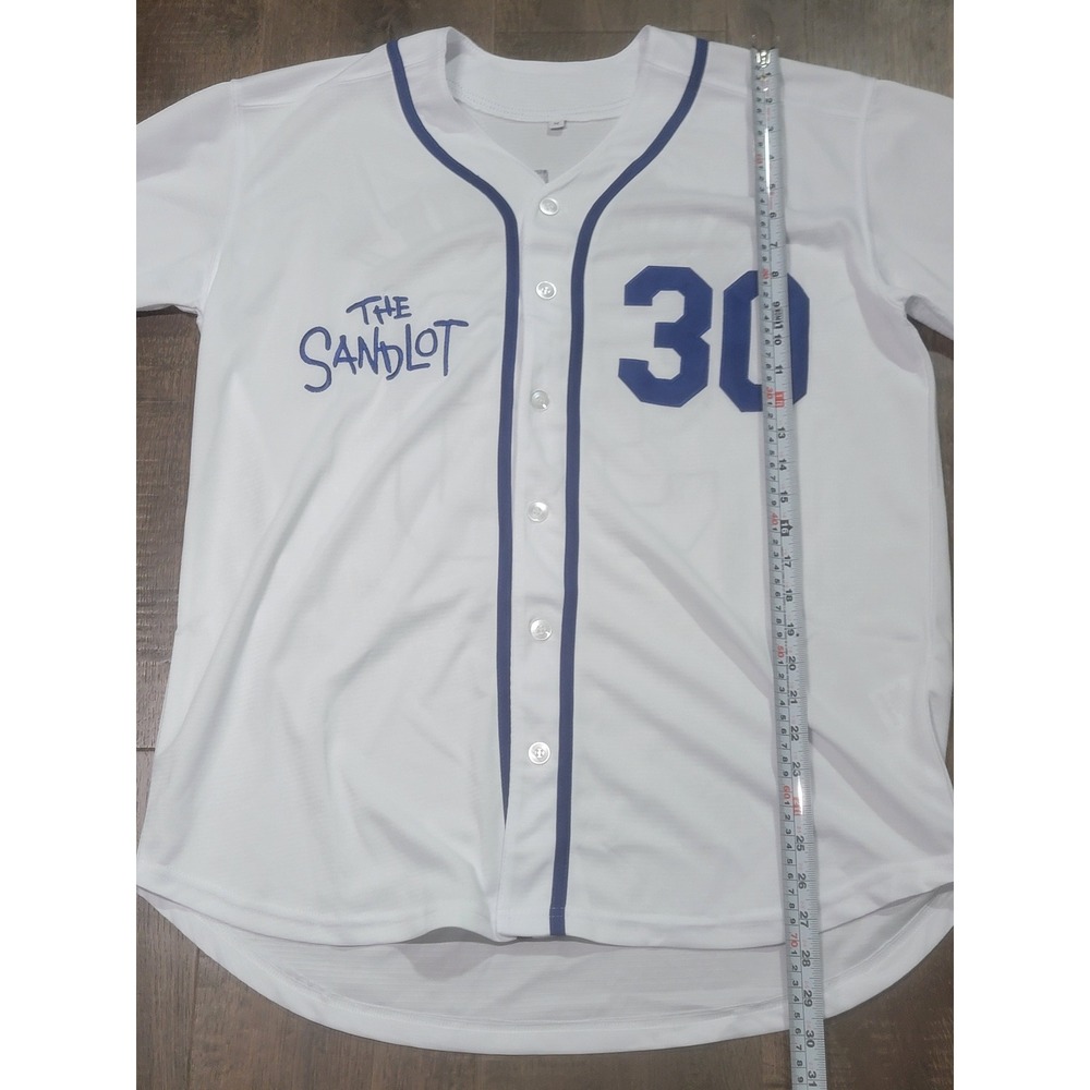 The Sandlot Benny The Jet Rodriguez 30 Baseball Jersey White Blue Medium